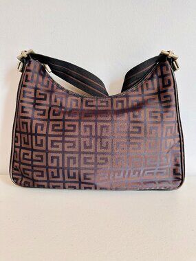 GIVENCHY ESPRESSO BROWN MONOGRAM SIGNATURE LOGO SHOULDER BAG NA1012